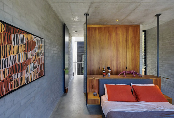 desain kamar tidur Annandale House warna bata abu-abu