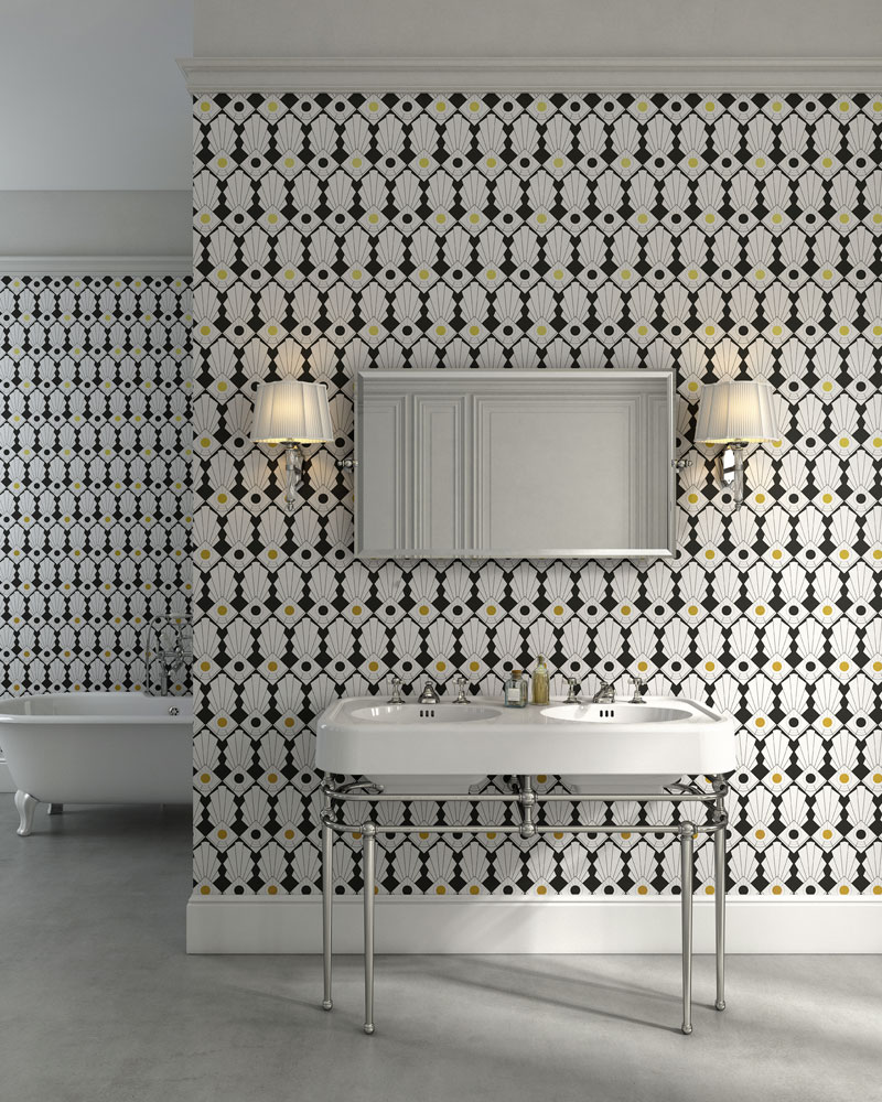 kamar mandi wallpaper hitam putih