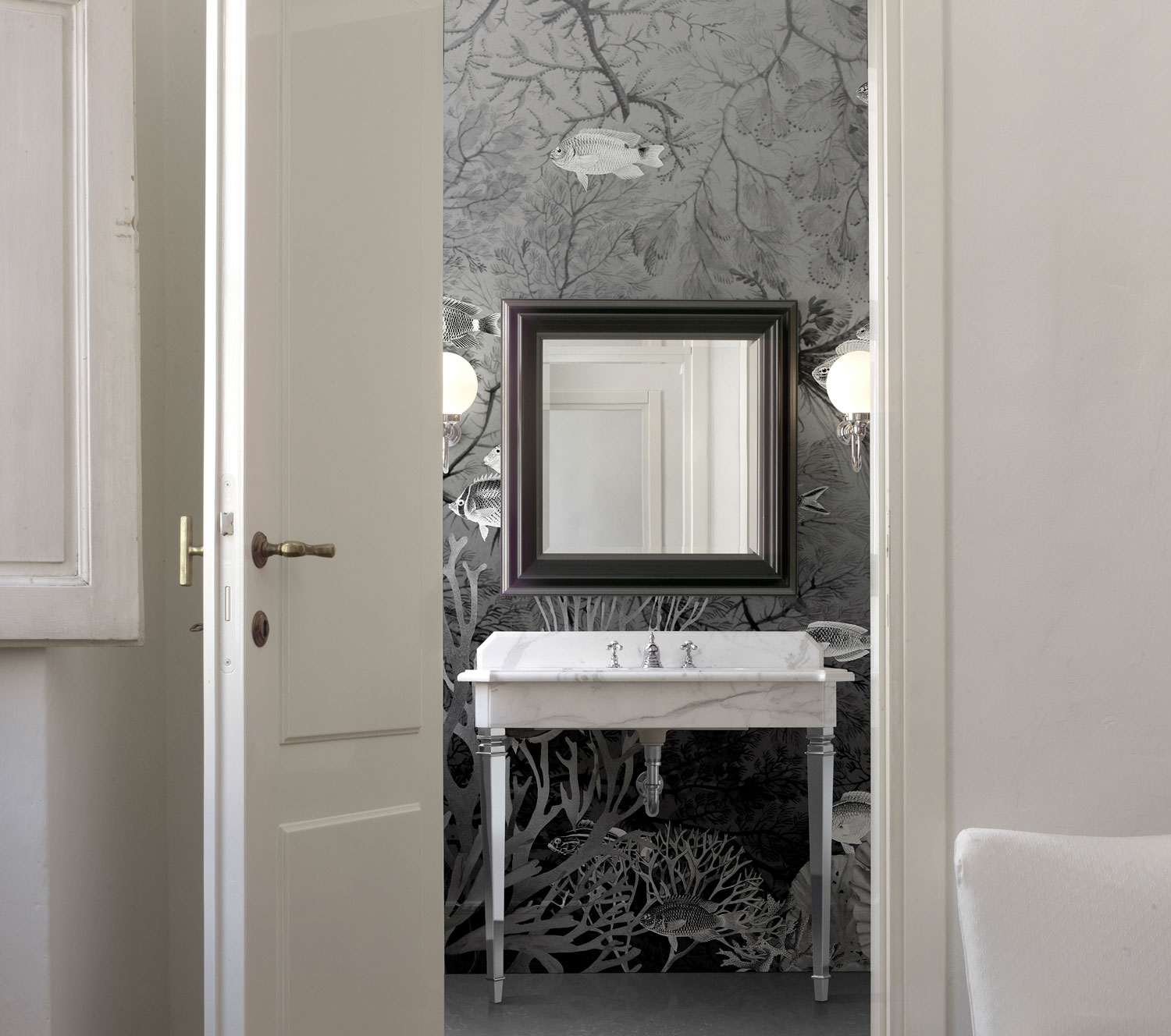 kamar mandi wallpaper pohon abu abu