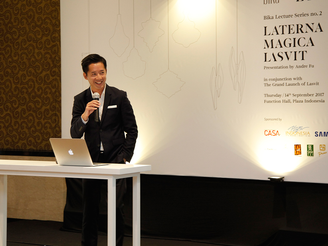 André Fu membuka sesi presentasi pada Bika Lecture Series no. 2.
