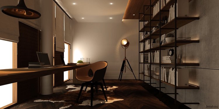 standing lamp di ruang kerja