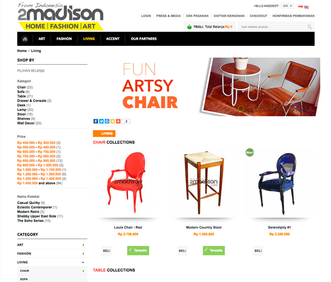 tampilan website 2madison