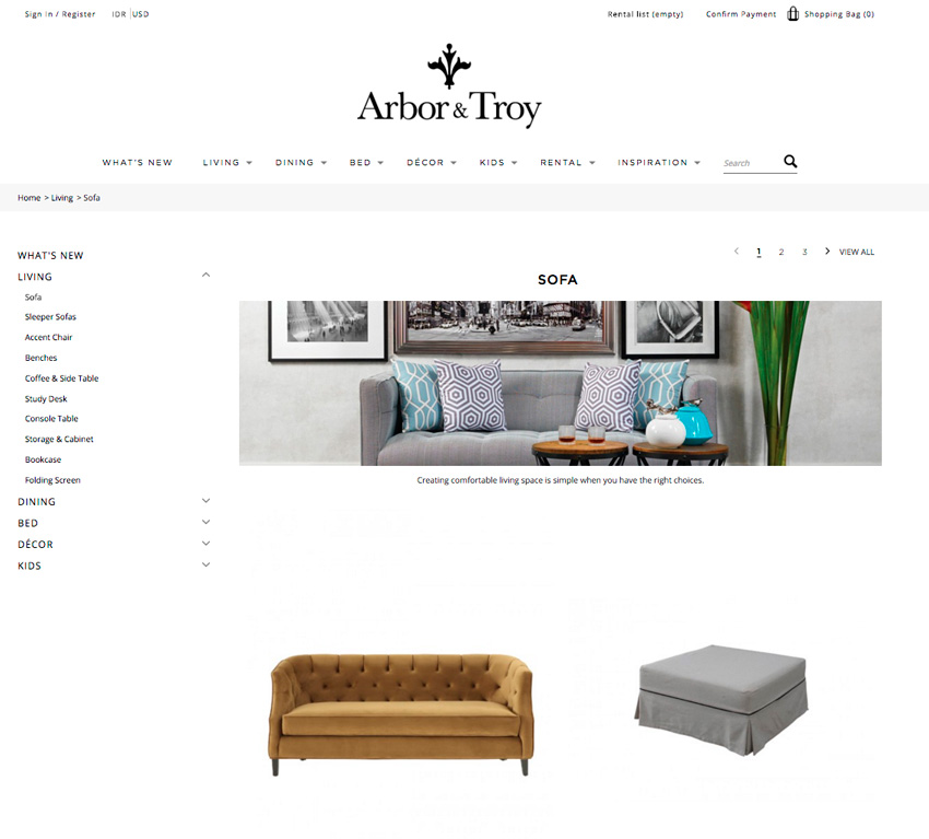 tampilan website arbor & troy