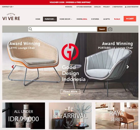 tampilan website vivere