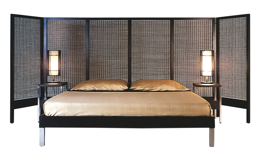 Wooden double bed with high headboard oleh Kenneth Cobonpue dari Suzy Wong