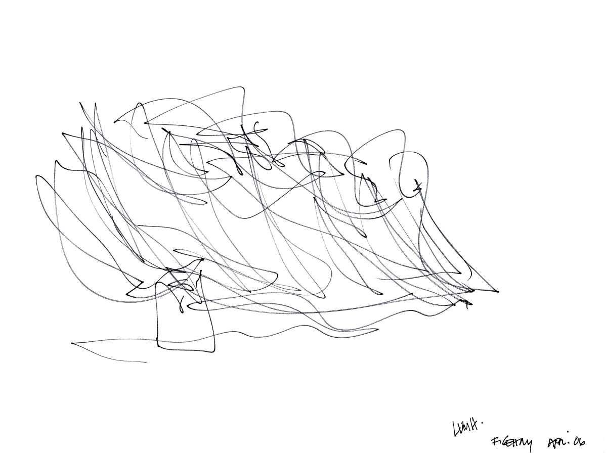 Sketsa Fondation Louis Vuitton oleh Frank Gehry / Gehry Partners, LLP / Archdaily