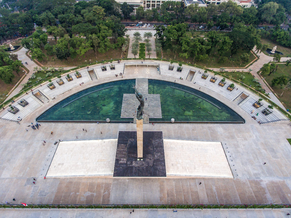 tampak lapangan banteng dari atas drone