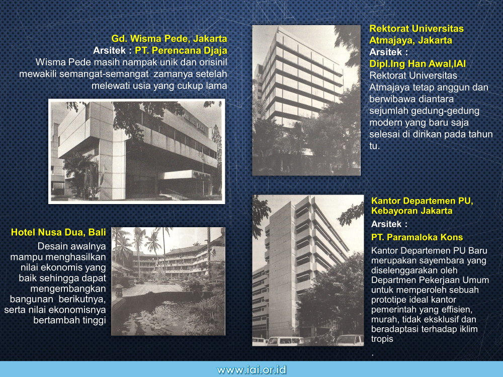 Empat dari delapan karya yang meraih penghargaan di IAI Awards 1982 / Dokumentasi IAI