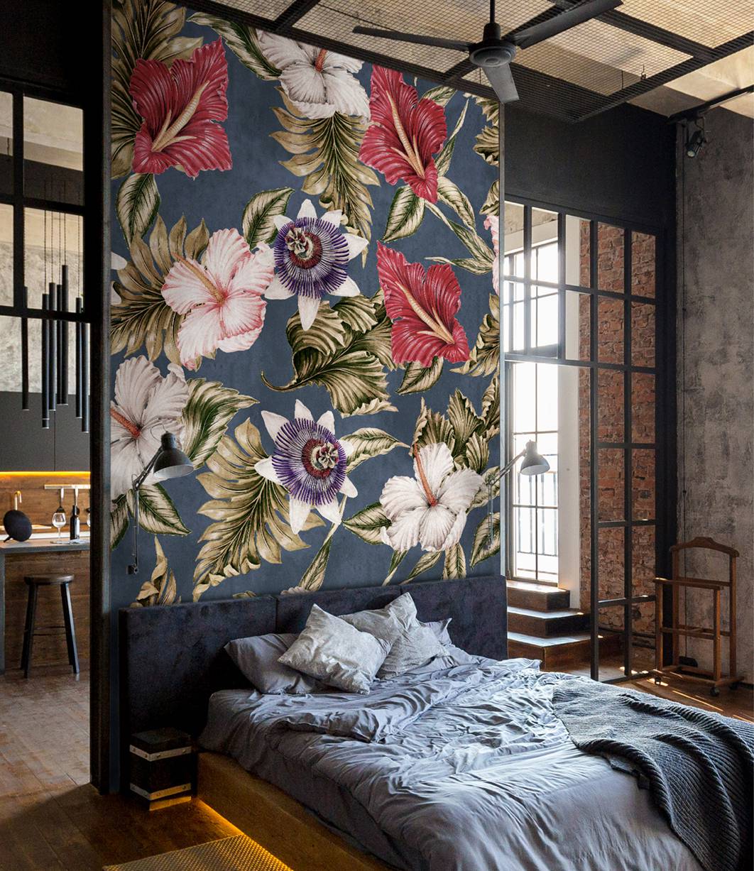 Paduan floral dan fauna pada wallpaper