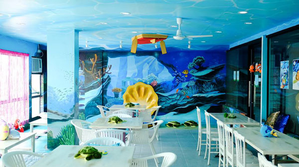 Mural Kafe dengan Konsep Gambar 3D