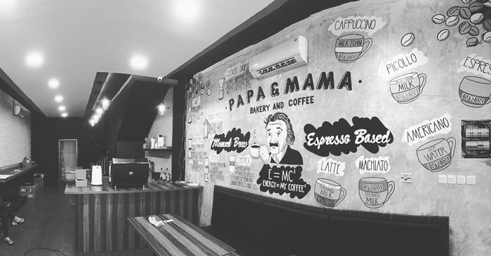 Mural Kafe dengan Gambar Menu-Menu Makanan