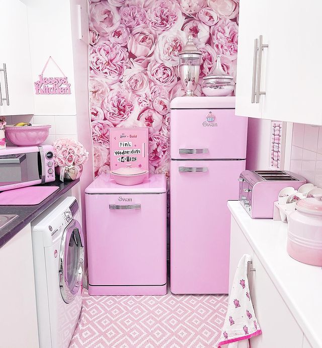 inspirasi dapur warna pink
