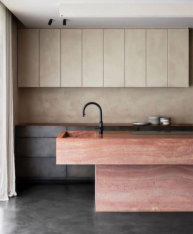 inspirasi dapur warna pink