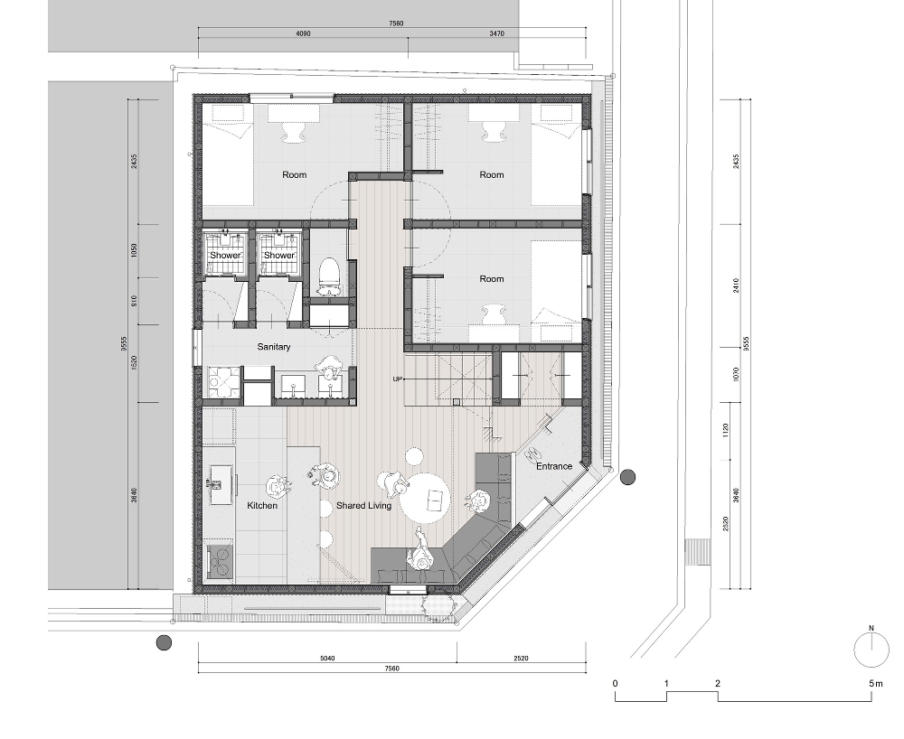 Denah rumah minimalis tiga kamar tidur Zeze Osaka