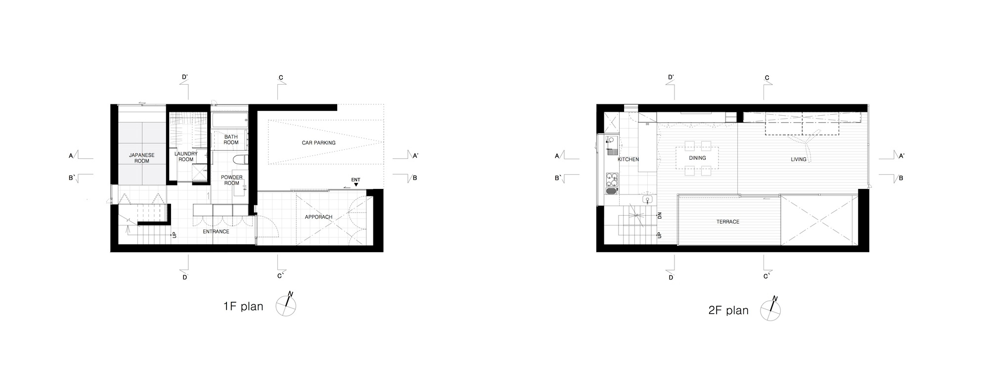 Denah rumah minimalis split-level