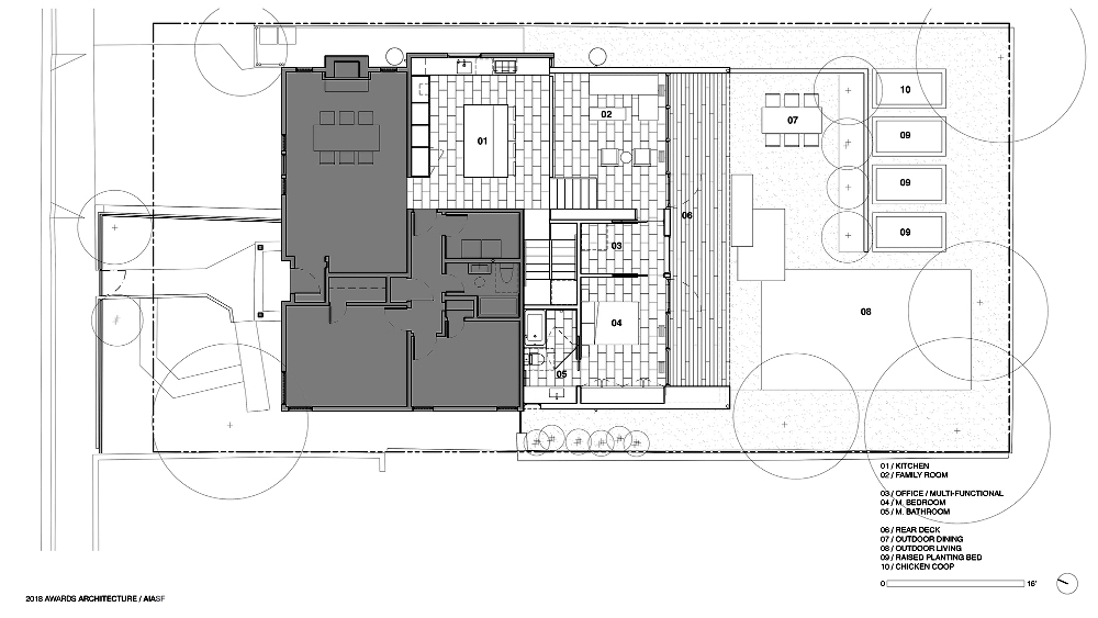 Denah rumah minimalis dengan banyak bukaan jendela Peninsyla Addition