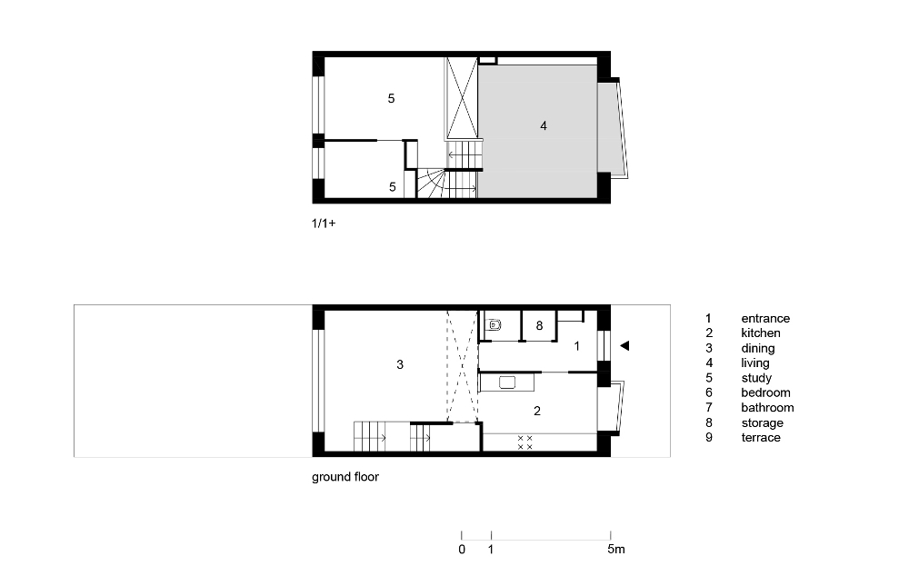 Denah rumah minimalis dengan banyak bukaan jendela House CB005