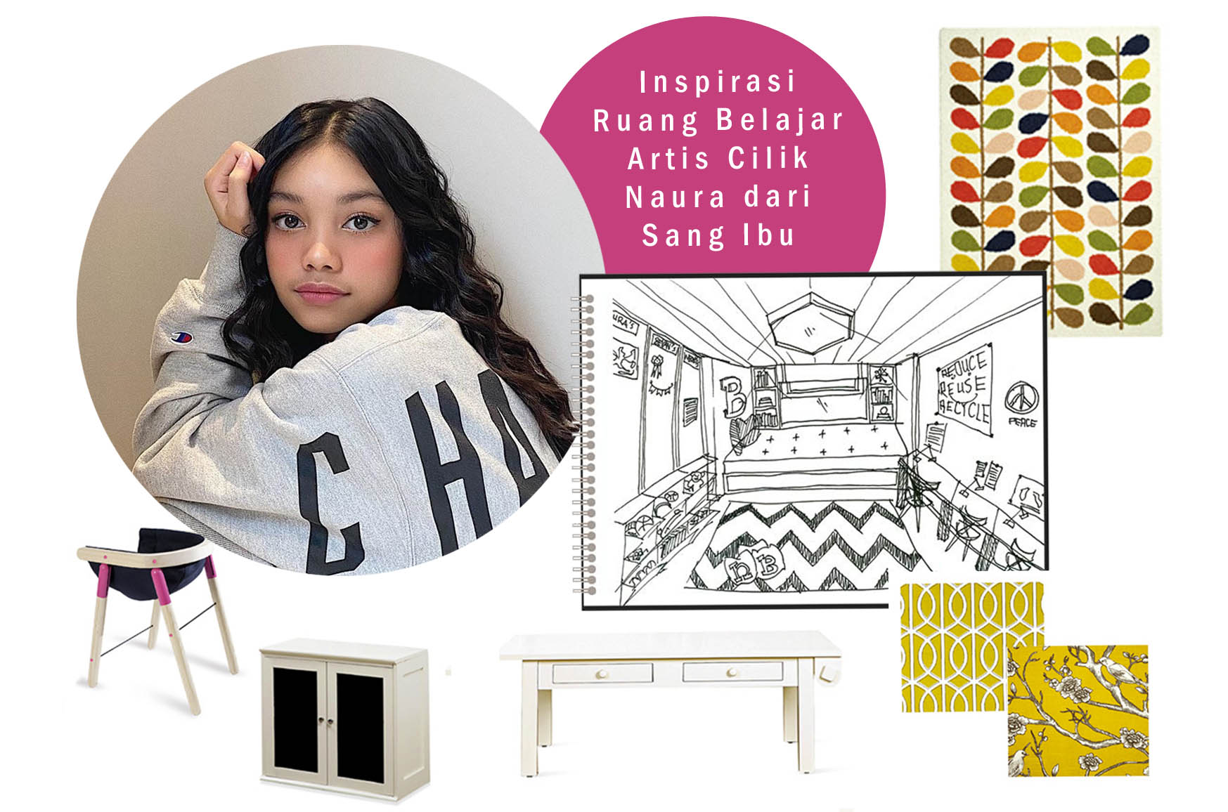 Inspirasi Ruang Belajar Artis Cilik Naura dari Sang Ibu