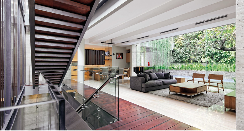 ruang tamu minimalis segar dengan teras